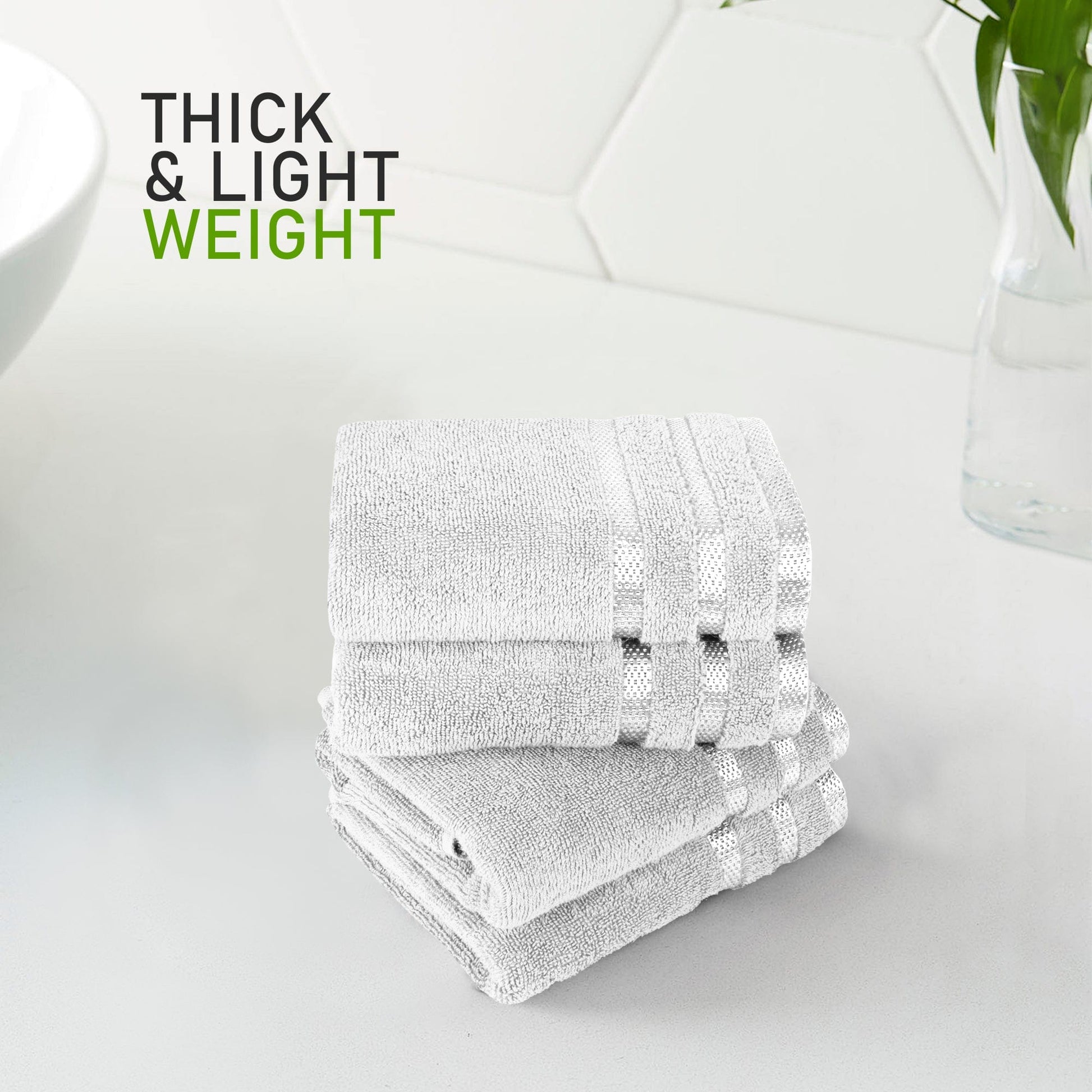 Belmont Viscose Stripe White Towels 100% Cotton Hotel Quality Super Absorbent 10 Piece Bale Set, 4 Hand Towel & 12 Face Cloths by OLIVIA ROCCO OLIVIA ROCCO Towels