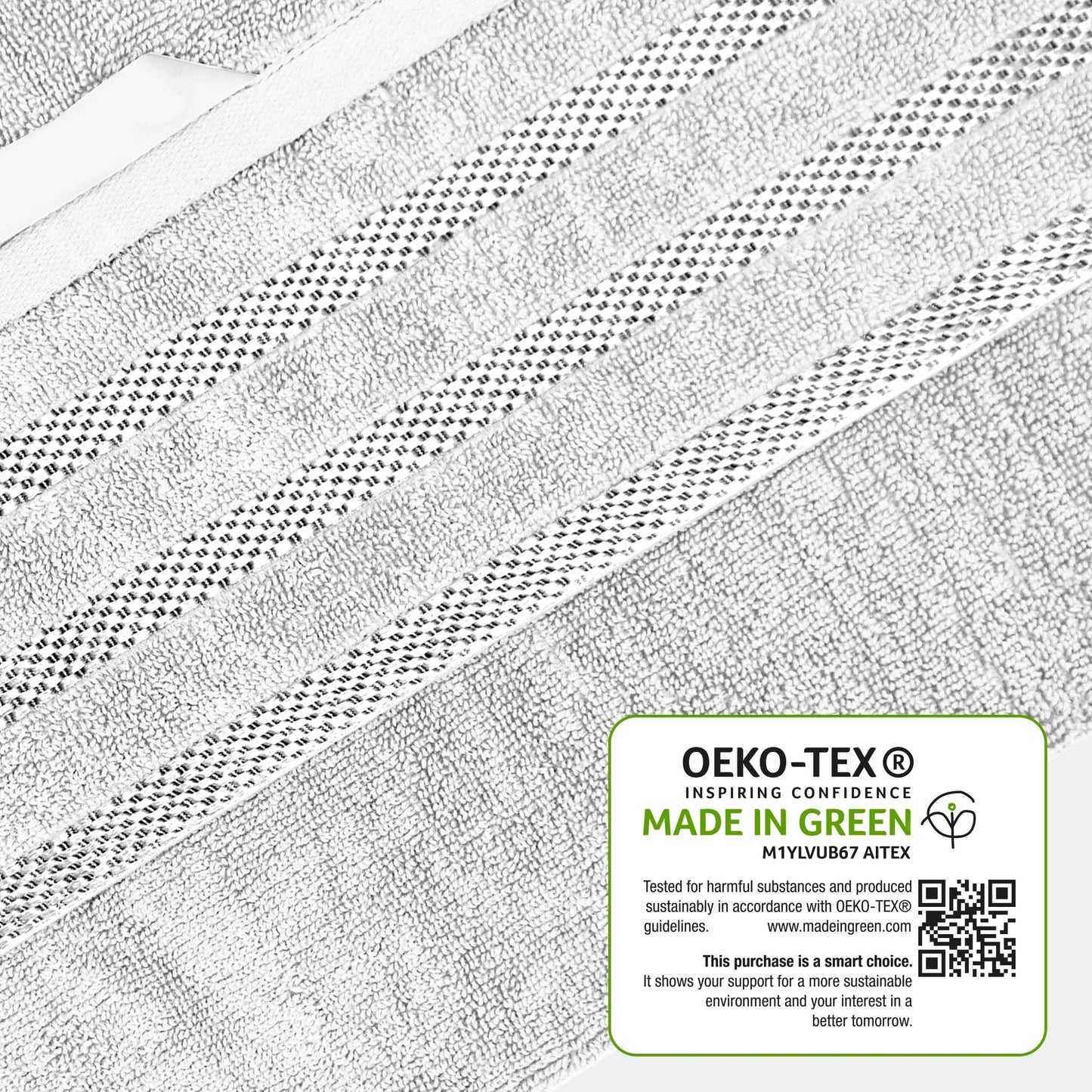 Belmont Viscose Stripe White Towels 100% Cotton Hotel Quality Super Absorbent 10 Piece Bale Set, 4 Hand Towel & 12 Face Cloths by OLIVIA ROCCO OLIVIA ROCCO Towels