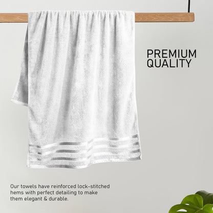 Belmont Viscose Stripe White Towels 100% Cotton Hotel Quality Super Absorbent 10 Piece Bale Set, 4 Hand Towel & 12 Face Cloths by OLIVIA ROCCO OLIVIA ROCCO Towels