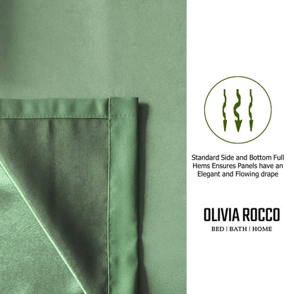 Blackout Sage Green Eyelet Curtains Thermal Ring Top Window Treatment for Living Room & Bedroom by OLIVIA ROCCO Curtain