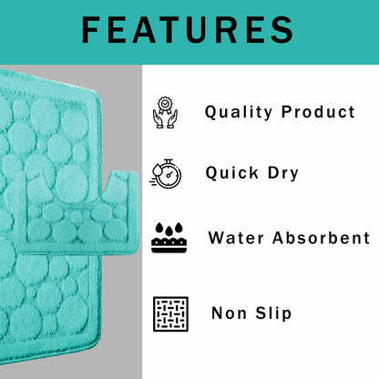 Cali Bubbles 2 Piece Bath Mat & Pedestal Set Duck Egg Non-Slip Soft & Absorbent Bathroom Mats for Comfort & Safety by Olivia Rocco Bath Mat 50 x 80 cm Pedestal Mat 50 x 50 cm / Duck egg OLIVIA ROCCO Bath Mat