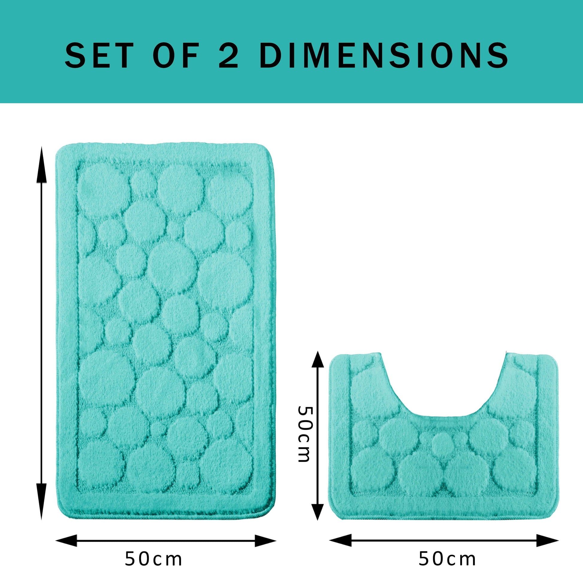 Cali Bubbles 2 Piece Bath Mat & Pedestal Set Duck Egg Non-Slip Soft & Absorbent Bathroom Mats for Comfort & Safety by Olivia Rocco Bath Mat 50 x 80 cm Pedestal Mat 50 x 50 cm / Duck egg OLIVIA ROCCO Bath Mat