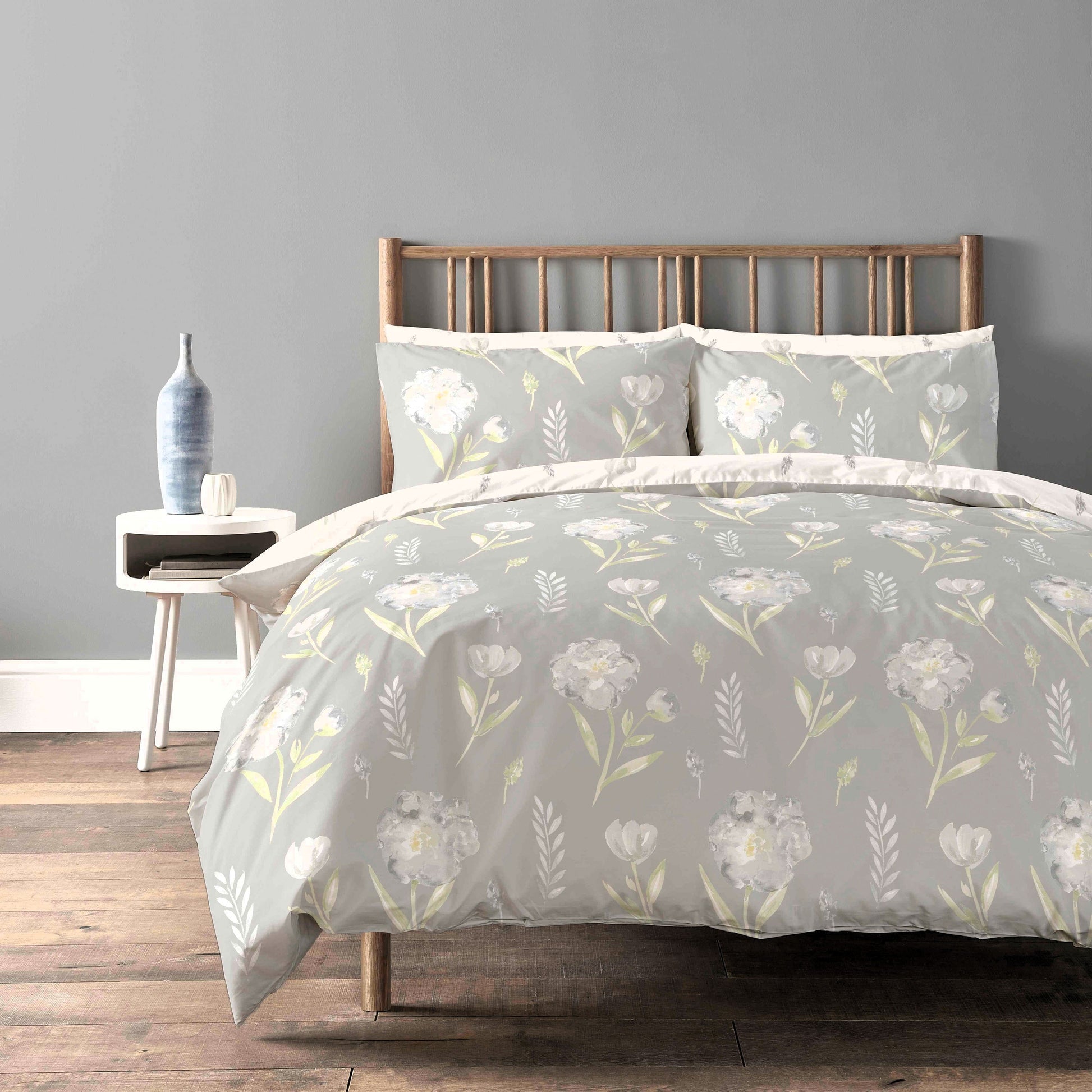 Chantilly Luxury Super Soft Cotton Rich Duvet Set Easycare Vibrant Bedding in Single Double King Sizes by OLIVIA ROCCO SINGLE / MEADOW GREY OLIVIA ROCCO Duvet Cover