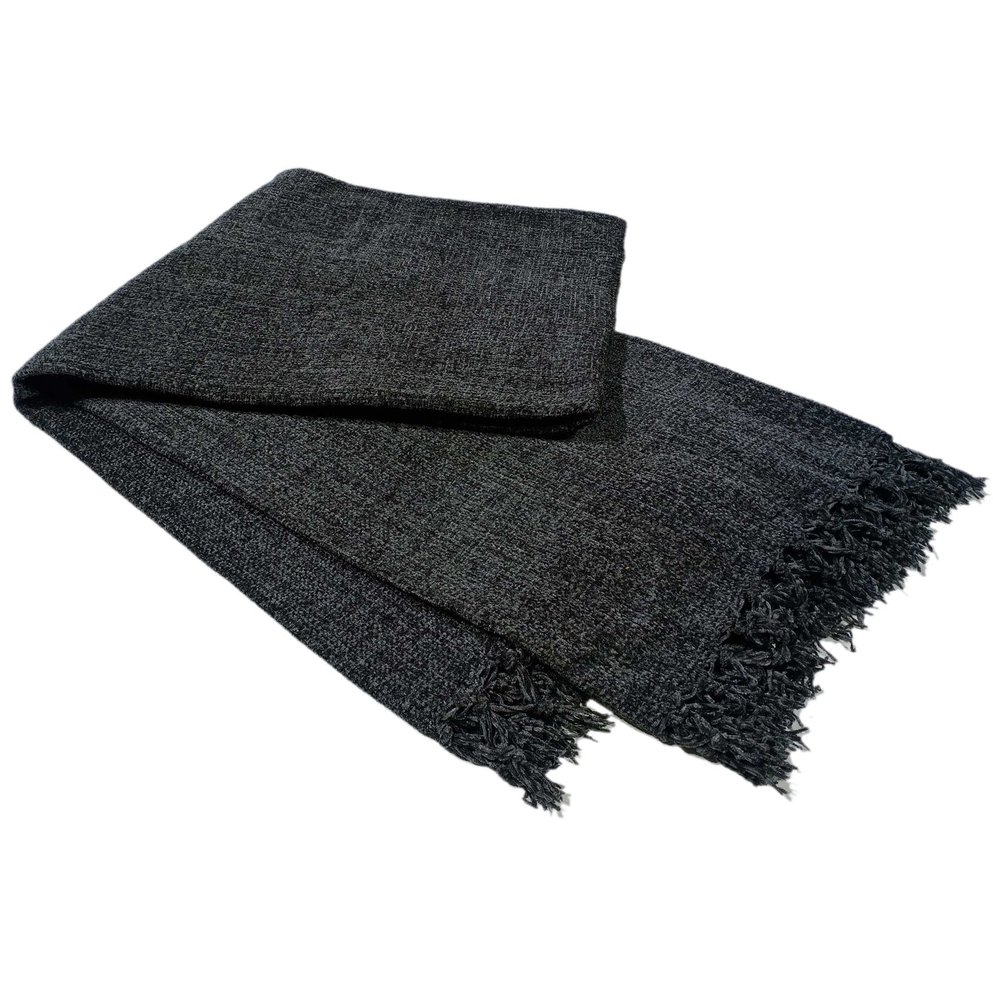 Chenille Throw Blanket with Tassels for Couch Sofa Chair Bed Home Decoration CHARCOAL / 130 x 170 cm OLIVIA ROCCO Throw
