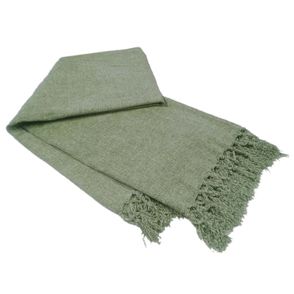 Chenille Throw Blanket with Tassels for Couch Sofa Chair Bed Home Decoration SAGE GREEN / 130 x 170 cm OLIVIA ROCCO Throw