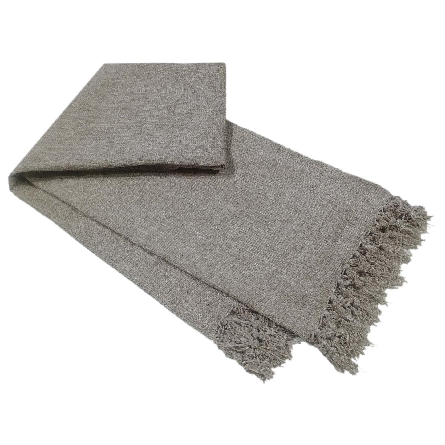 Chenille Throw Blanket with Tassels for Couch Sofa Chair Bed Home Decoration SILVER / 130 x 170 cm OLIVIA ROCCO Throw