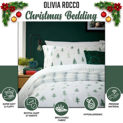 Christmas Duvet Cover Set Festive Bedding Quilt Cover Xmas with Pillowcases Reversible Design Easy Care Bed Linen Sets by Olivia Rocco Duvet Cover