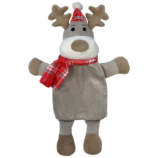 Christmas Hot Water Bottle with Festive Reindeer Cover 1L Natural Rubber UK Safe Tested Ideal Gift for Adults Kids by OLIVIA ROCCO 1 LITRE / REINDEER Hot Water Bottle