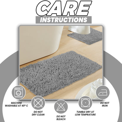 Como 2 Piece Grey Bath Mat & Pedestal Set Non-Slip Super Absorbent Cotton Bathroom Mats by OLIVIA ROCCO GREY OLIVIA ROCCO Bath Mat