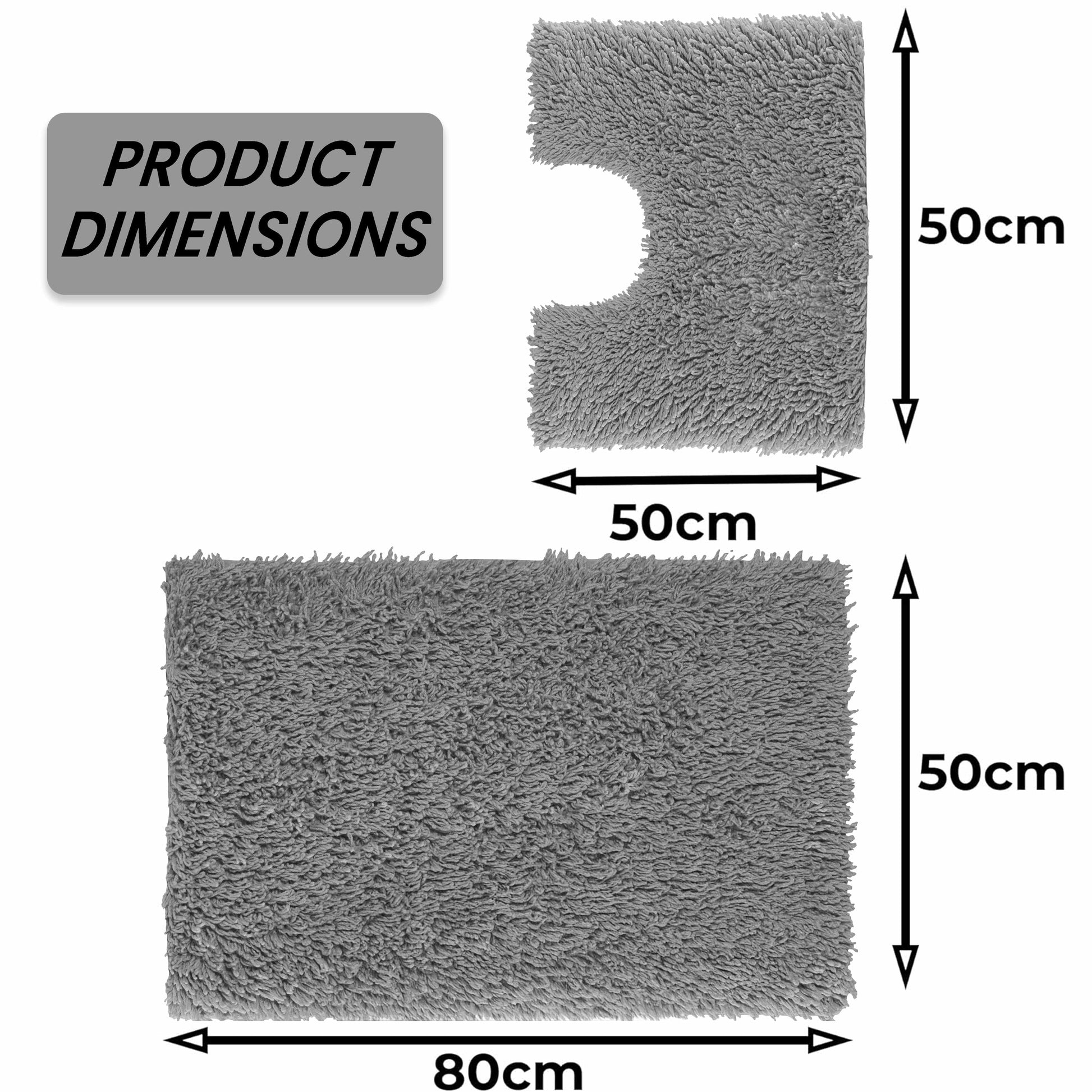 Como 2 Piece Grey Bath Mat & Pedestal Set Non-Slip Super Absorbent Cotton Bathroom Mats by OLIVIA ROCCO GREY OLIVIA ROCCO Bath Mat
