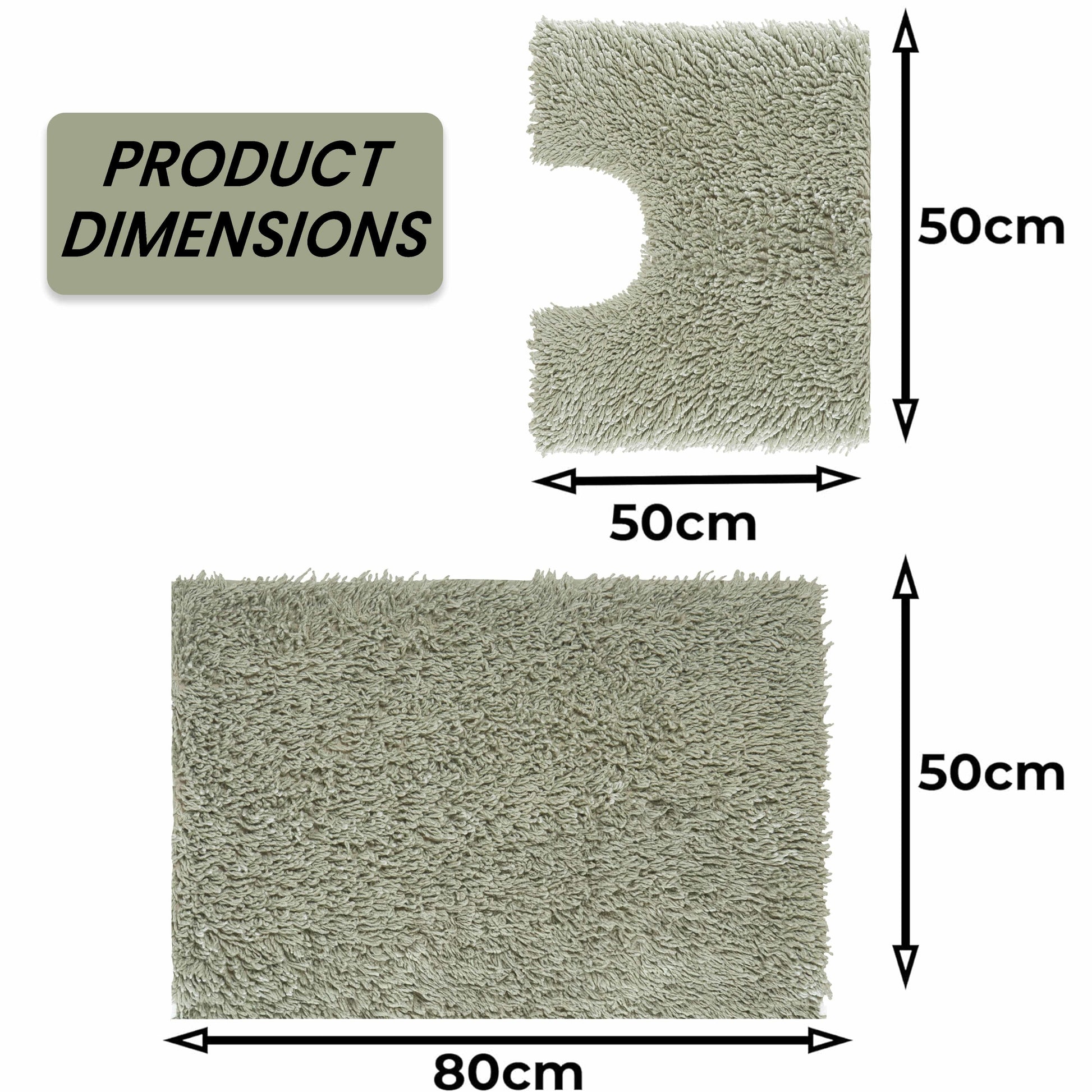 Como 2 Piece Sage Green Bath Mat & Pedestal Set Non-Slip Super Absorbent Cotton Bathroom Mats by OLIVIA ROCCO SAGE GREEN Bath Mat