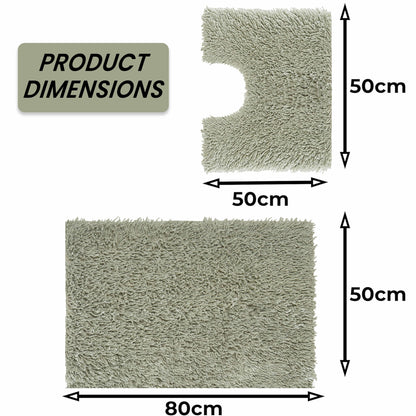 Como 2 Piece Sage Green Bath Mat & Pedestal Set Non-Slip Super Absorbent Cotton Bathroom Mats by OLIVIA ROCCO SAGE GREEN Bath Mat