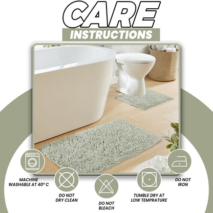 Como 2 Piece Sage Green Bath Mat & Pedestal Set Non-Slip Super Absorbent Cotton Bathroom Mats by OLIVIA ROCCO SAGE GREEN Bath Mat