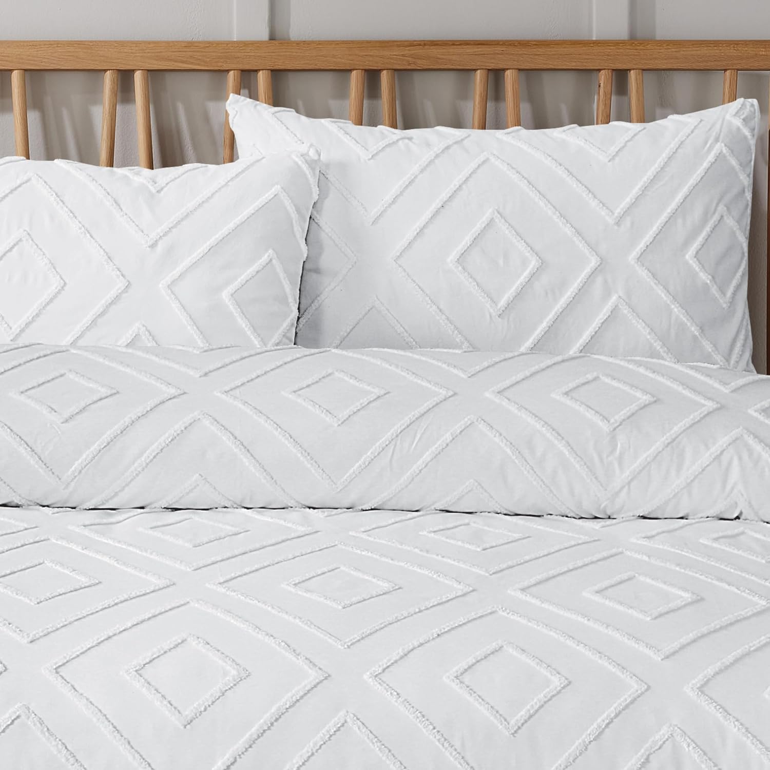 Como Tufted Duvet Cover Set with Pillowcases Grey Natural White Elegant Easy-Care Bedding Single Double King Sizes by OLIVIA ROCCO Duvet Cover