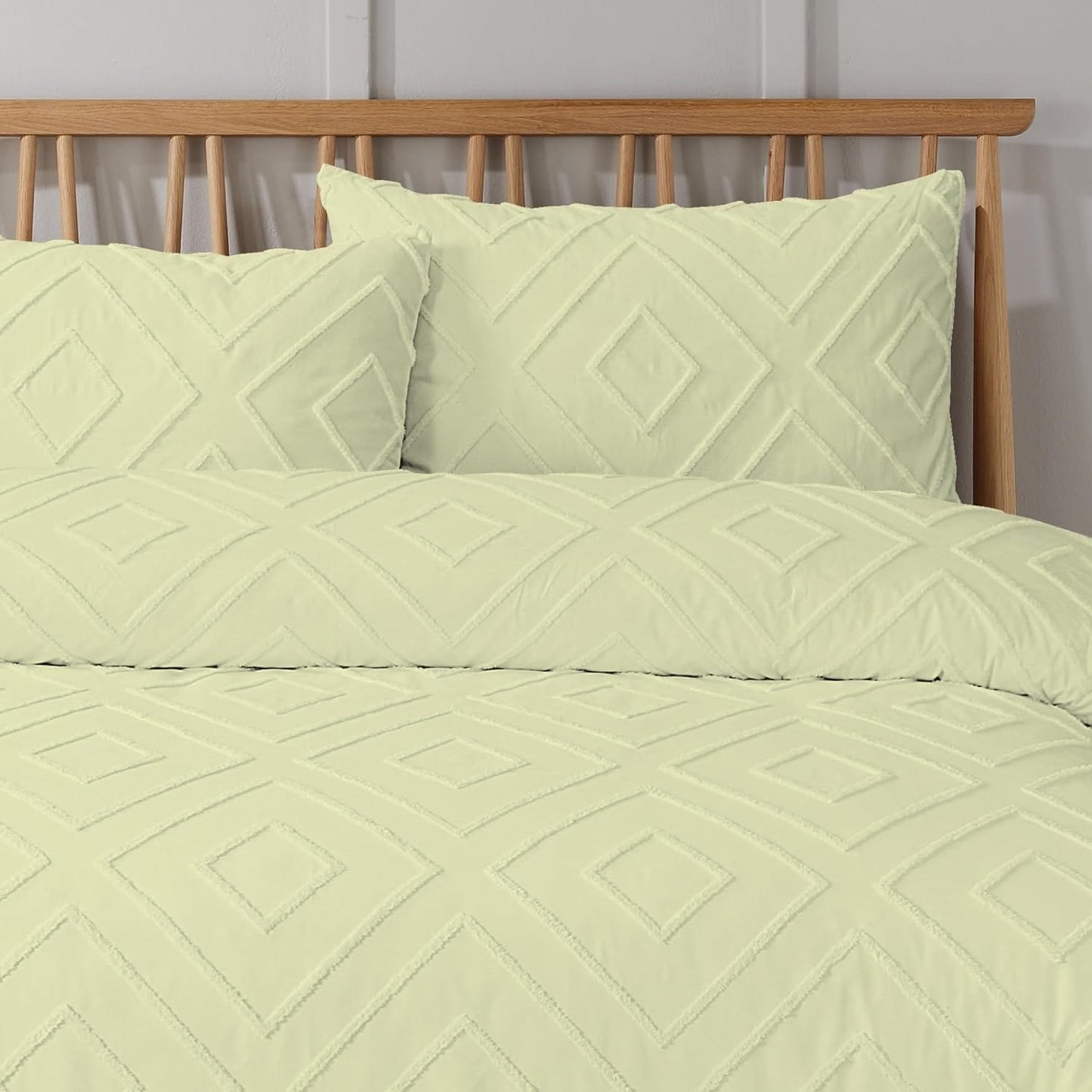 Como Tufted Duvet Cover Set with Pillowcases Grey Natural White Elegant Easy-Care Bedding Single Double King Sizes by OLIVIA ROCCO Duvet Cover