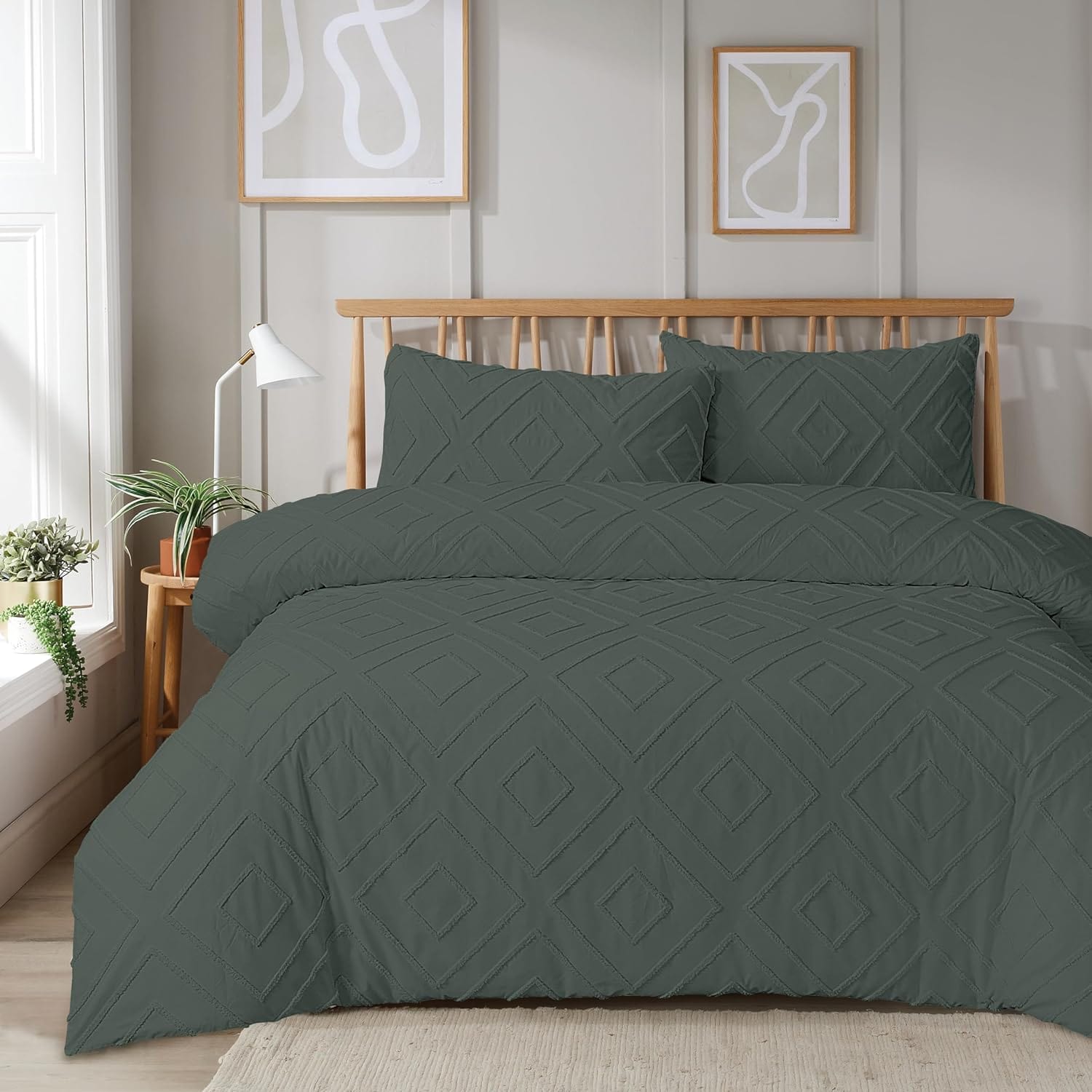 Como Tufted Duvet Cover Set with Pillowcases Grey Natural White Elegant Easy-Care Bedding Single Double King Sizes by OLIVIA ROCCO SINGLE / GREY Duvet Cover