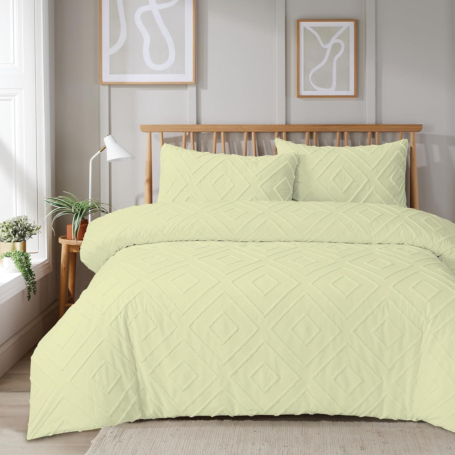 Como Tufted Duvet Cover Set with Pillowcases Grey Natural White Elegant Easy-Care Bedding Single Double King Sizes by OLIVIA ROCCO SINGLE / NATURAL Duvet Cover