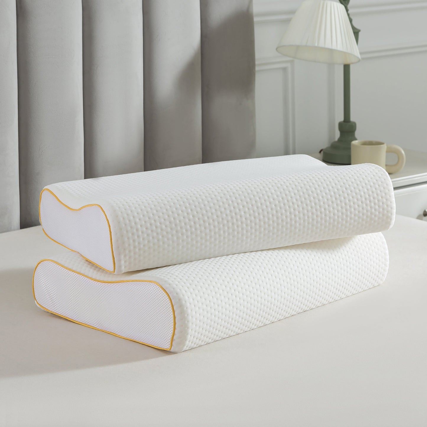 Contour Memory Foam Pillow for Neck & Shoulder Support Orthopaedic Cervical Pillow for Side & Back Sleepers Pressure Relief Bed Pillows 60x 40 cm by OLIVIA ROCCO 60 x 40 CM Pillows