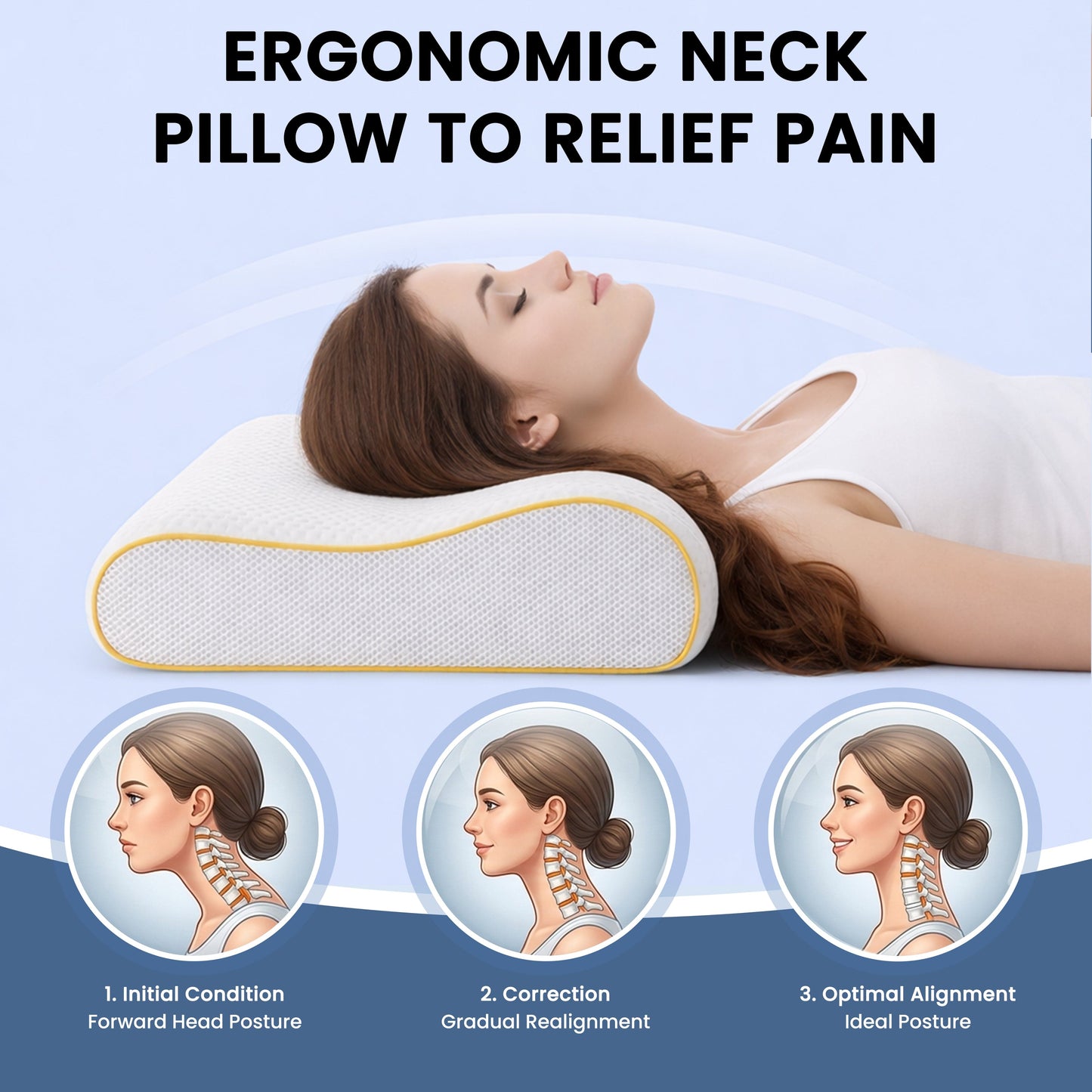 Contour Memory Foam Pillow for Neck & Shoulder Support Orthopaedic Cervical Pillow for Side & Back Sleepers Pressure Relief Bed Pillows 60x 40 cm by OLIVIA ROCCO 60 x 40 CM Pillows