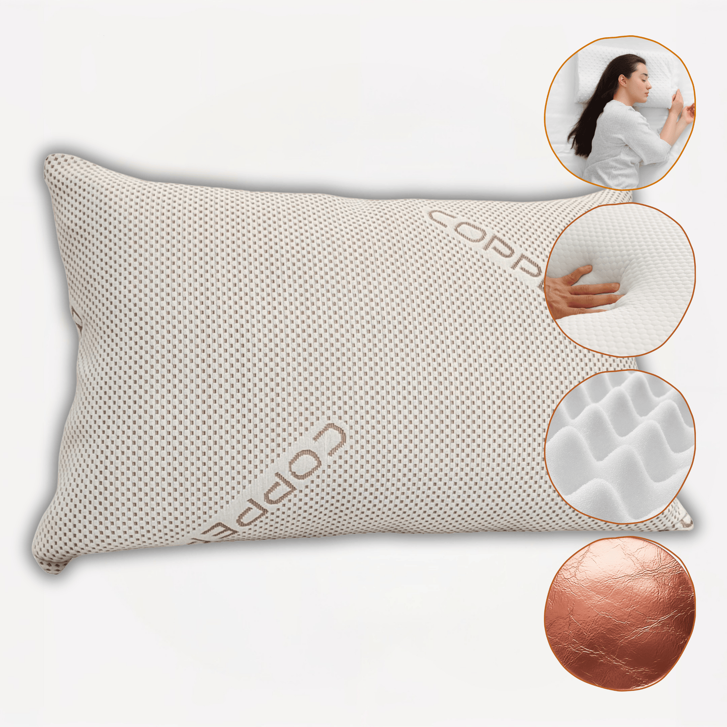 Copper Infused Unique Memory Foam Pillow for Skin Health Hypoallergenic Luxury Premium Fibre Filling for Superior Comfort and Support by OLIVIA ROCCO 50x75cm Pillows