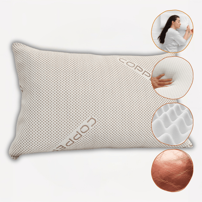 Copper Infused Unique Memory Foam Pillow for Skin Health Hypoallergenic Luxury Premium Fibre Filling for Superior Comfort and Support by OLIVIA ROCCO 50x75cm Pillows