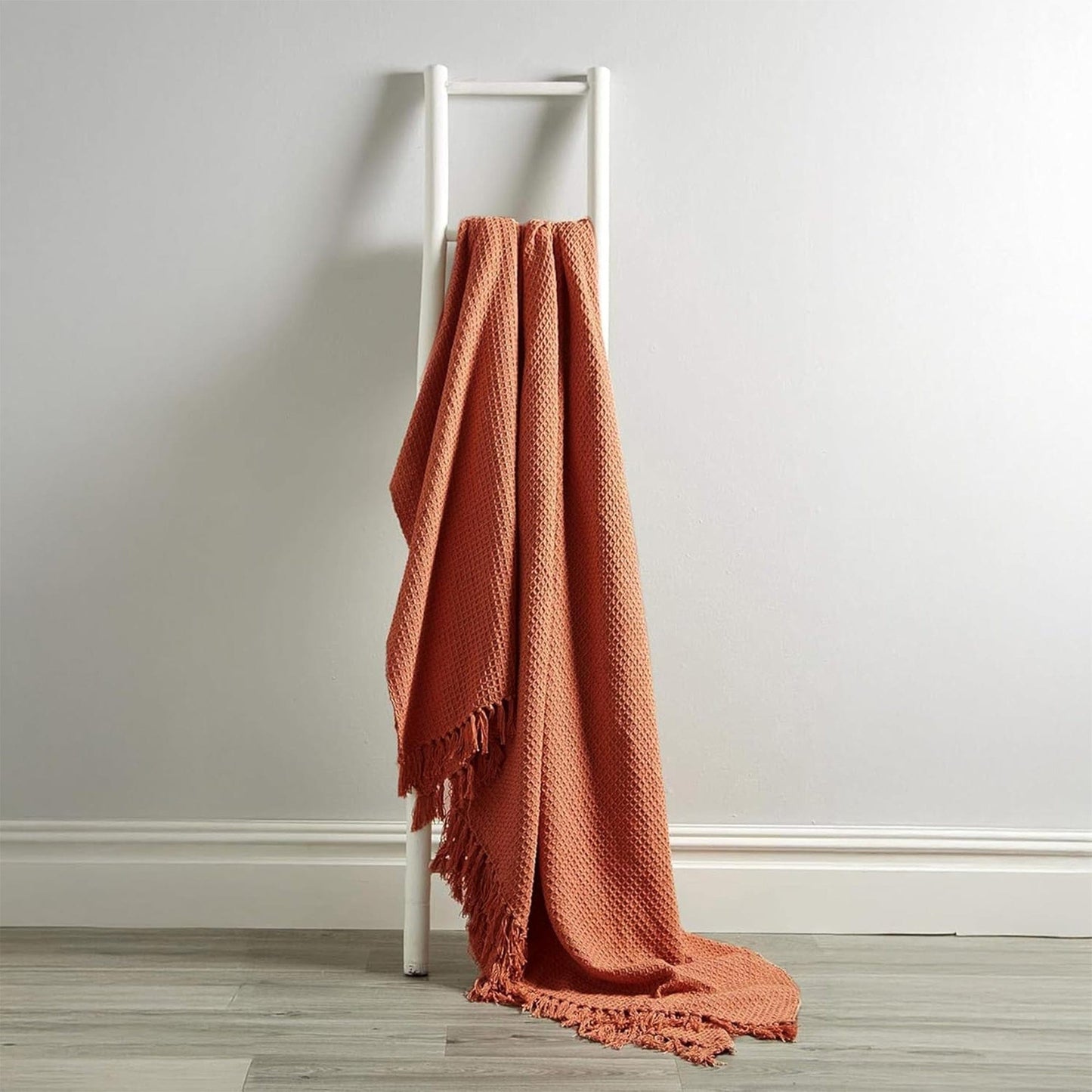 Cotton Throw Eco-Friendly Super Soft Cotton Throws Lightweight Sustainable Recycled Cotton for Sofa Bed Chair Calming Colours By OLIVIA ROCCO LISBON SPICE / 127 x 152 cm Throw