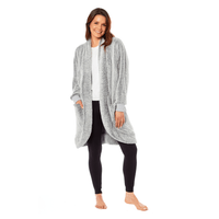 Ladies Shimmer Grey Luxurious Cardi Gown Soft-Touch Polyester Elegant Loungewear Robe Warm Dressing Gown for Relaxed Mornings and Special Evenings Sizes S to XL by Daisy Dreamer Dressing Gown