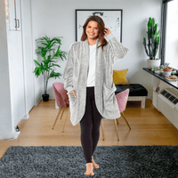 Ladies Shimmer Grey Luxurious Cardi Gown Soft-Touch Polyester Elegant Loungewear Robe Warm Dressing Gown for Relaxed Mornings and Special Evenings Sizes S to XL by Daisy Dreamer Dressing Gown