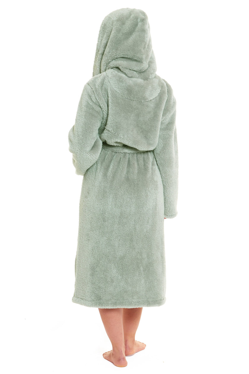 sage green fluffy dressing gown OLIVIA ROCCO Womens Sage Green Fleece Touch