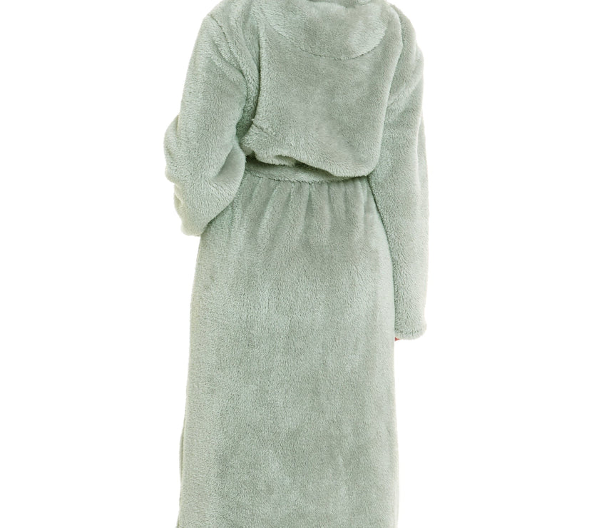 green hooded dressing gown I.H.F GREEN DRAPED GOWN WITH HOODIE