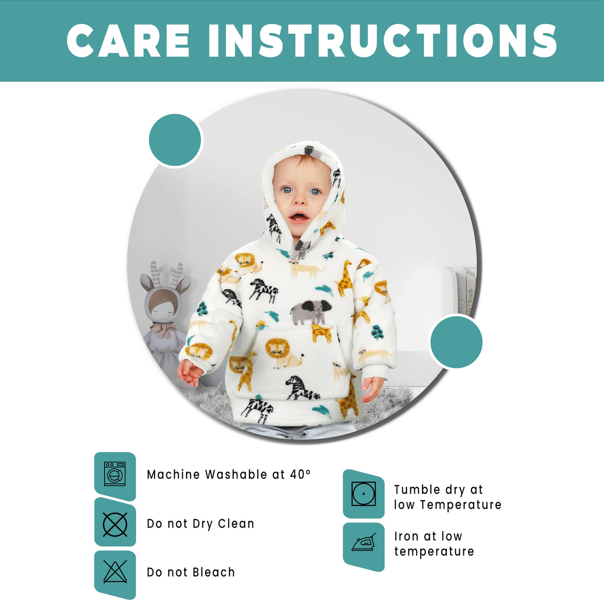 Safari & Sloth Infant Hooded Blanket with Pocket for Toddlers Ages 0-2 Warm Unisex Loungewear by Daisy Dreamer Hooded Blanket