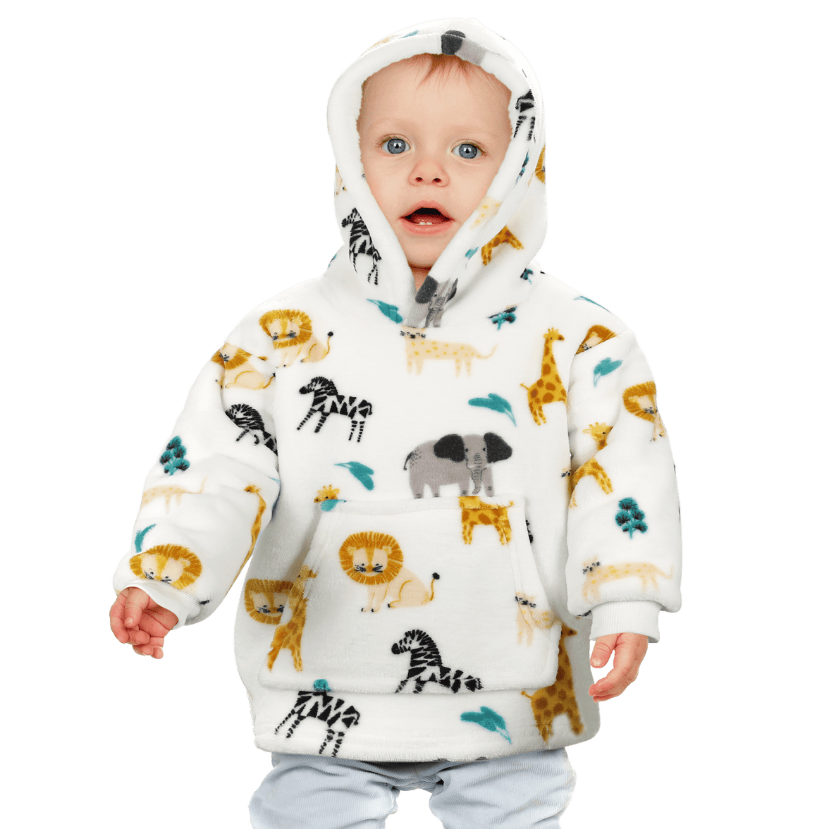 Safari & Sloth Infant Hooded Blanket with Pocket for Toddlers Ages 0-2 Warm Unisex Loungewear by Daisy Dreamer Hooded Blanket