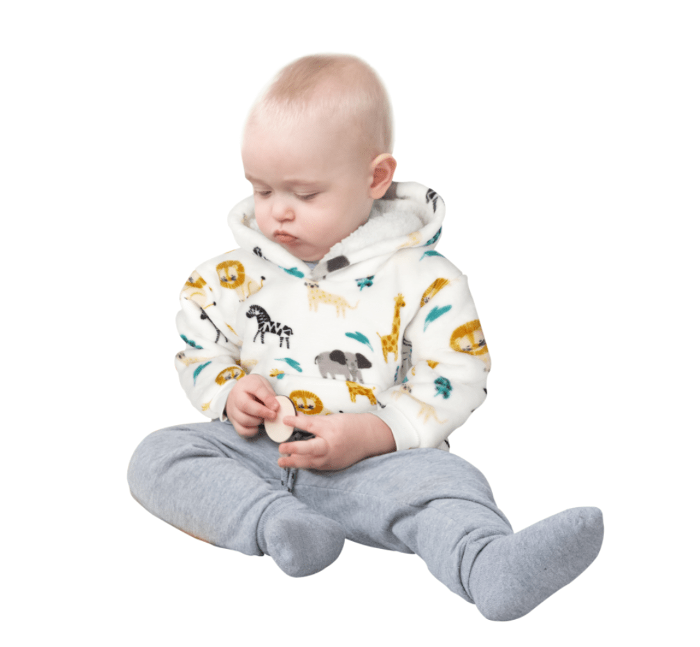 Safari & Sloth Infant Hooded Blanket with Pocket for Toddlers Ages 0-2 Warm Unisex Loungewear by Daisy Dreamer Hooded Blanket