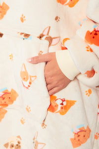 Oversized Hooded Reversible Sherpa Plush Fleece Blanket Hoodie with Adorable Dogs Print Ultra Soft Wearable Blanket for Adults and Kids One Size by Daisy Dreamer DOGS Hooded Blanket