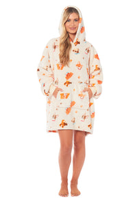 Oversized Hooded Reversible Sherpa Plush Fleece Blanket Hoodie with Adorable Dogs Print Ultra Soft Wearable Blanket for Adults and Kids One Size by Daisy Dreamer DOGS Hooded Blanket