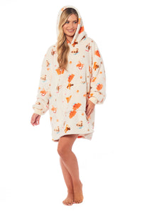 Oversized Hooded Reversible Sherpa Plush Fleece Blanket Hoodie with Adorable Dogs Print Ultra Soft Wearable Blanket for Adults and Kids One Size by Daisy Dreamer DOGS Hooded Blanket