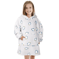 Kids Oversized Hooded Penguin Blanket Hoodie Ultra Soft Sherpa Flannel for Ages 8-15 Warm and Cozy by Daisy Dreamer PENGUIN Hooded Blanket