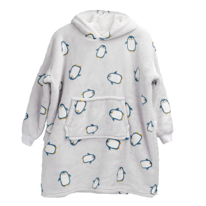 Kids Oversized Hooded Penguin Blanket Hoodie Ultra Soft Sherpa Flannel for Ages 8-15 Warm and Cozy by Daisy Dreamer PENGUIN Hooded Blanket