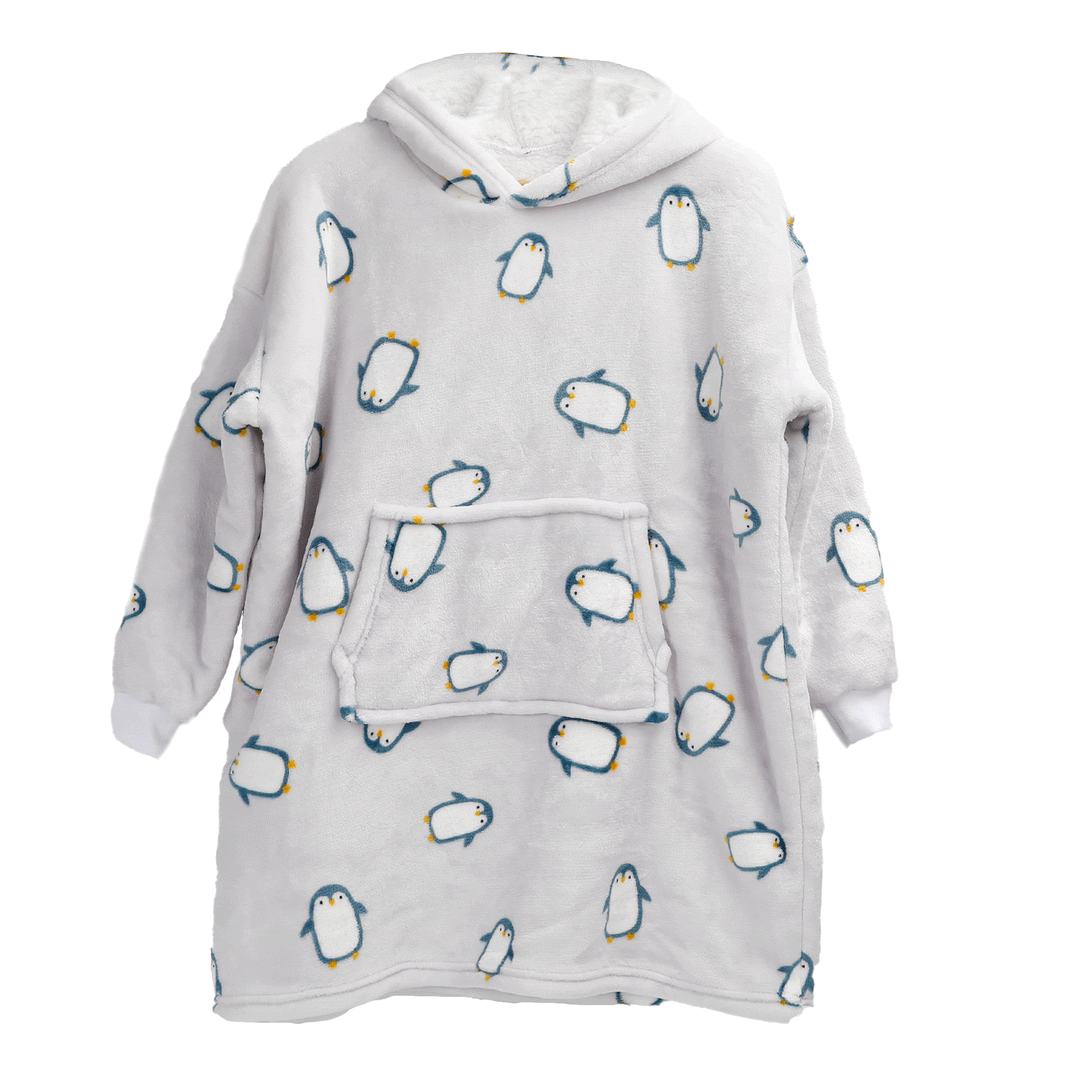 Kids Oversized Hooded Penguin Blanket Hoodie Ultra Soft Sherpa Flannel for Ages 8-15 Warm and Cozy by Daisy Dreamer PENGUIN Hooded Blanket