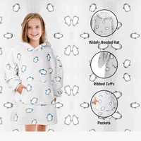Kids Oversized Hooded Penguin Blanket Hoodie Ultra Soft Sherpa Flannel for Ages 8-15 Warm and Cozy by Daisy Dreamer PENGUIN Hooded Blanket