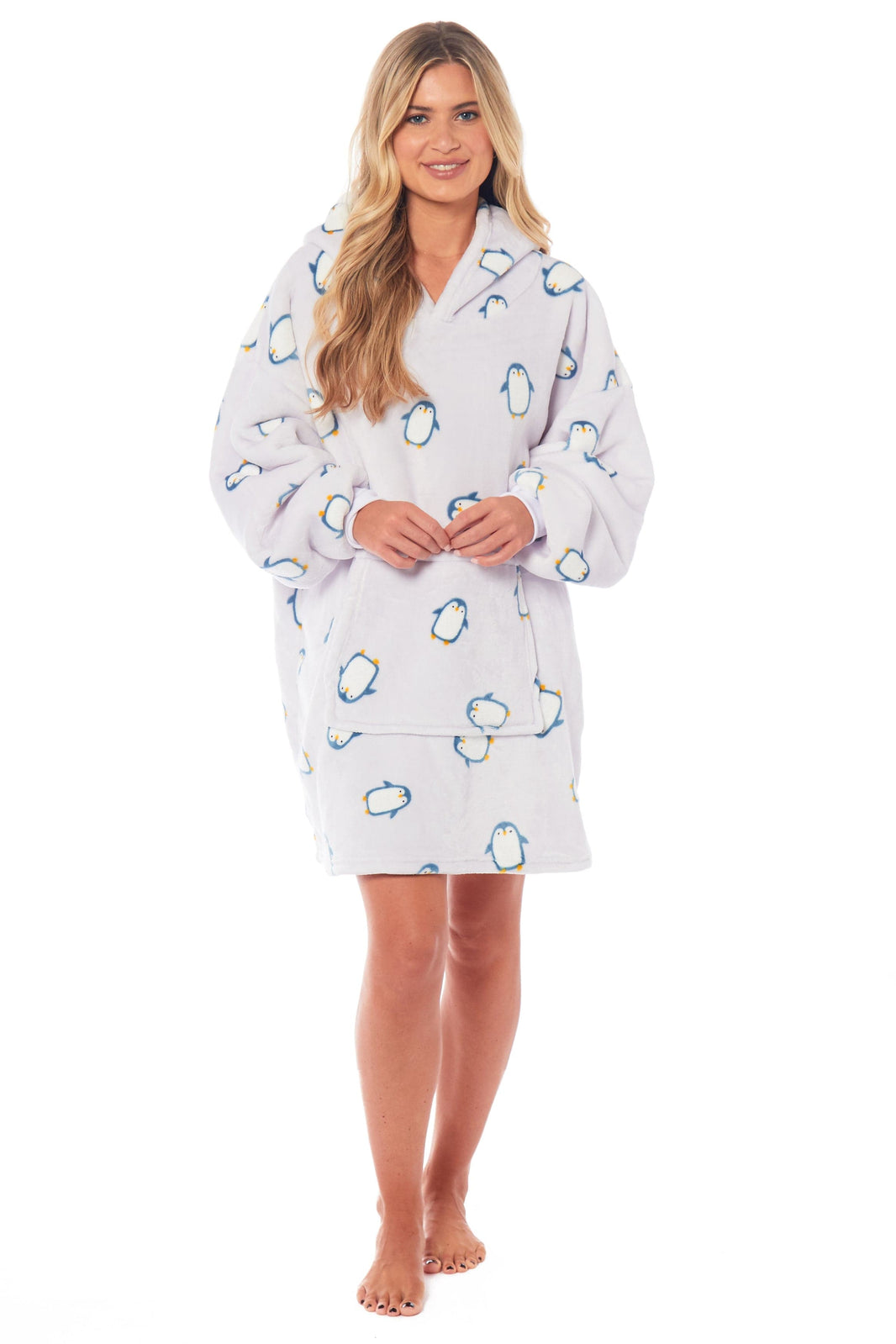 Oversized Hooded Penguin Blanket Plush Fleece Reversible Sherpa Giant Hoodie Sweatshirt Ultra-Soft Flannel Loungewear for Adults and Kids by Daisy Dreamer PENGUIN Hooded Blanket