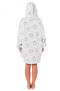 Oversized Hooded Penguin Blanket Plush Fleece Reversible Sherpa Giant Hoodie Sweatshirt Ultra-Soft Flannel Loungewear for Adults and Kids by Daisy Dreamer PENGUIN Hooded Blanket