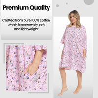 Women's Giraffe Baggy Nighty Dress Oversized T-Shirt Nighties 100% Cotton Short Sleeved Nightshirt for Ladies by Daisy Dreamer GIRAFFE Night Dress