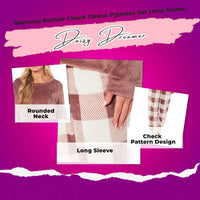 Women's Buffalo Check Fleece Pajama Set Long Sleeve Top and Bottoms Luxuriously Soft Nightwear for Cozy Comfort in Various Sizes by Daisy Dreamer Pyjamas