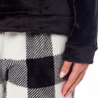 Women's Buffalo Check Fleece Pajama Set Long Sleeve Top and Bottoms Luxuriously Soft Nightwear for Cozy Comfort in Various Sizes by Daisy Dreamer Pyjamas