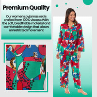 Women's Jaguar Jungle Leopard Print Button Up Pyjama Set Soft Breathable Viscose Loungewear Sleepwear Available in S M L XL by Daisy Dreamer Pyjamas