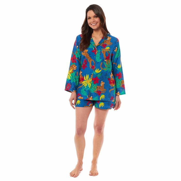 Women's Jaguar Jungle Leopard Button-Up Short Pyjama Set Soft Breathable Comfortable Stylish Loungewear in Sizes S to XL by Daisy Dreamer JUNGLE LEOPARD / SMALL Pyjamas