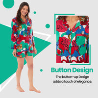 Women's Jaguar Jungle Leopard Button-Up Short Pyjama Set Soft Breathable Comfortable Stylish Loungewear in Sizes S to XL by Daisy Dreamer Pyjamas