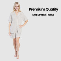 Women's Grey Short Pyjama Set Super Soft Sleepwear Nightwear Button Up Top and Shorts with Pockets PJs by Daisy Dreamer Pyjamas