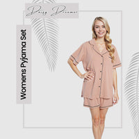 Women's Natural Short Pyjama Set Super Soft Sleepwear Nightwear Button Up Top and Shorts with Pockets PJs by  Daisy Dreamer Pyjamas